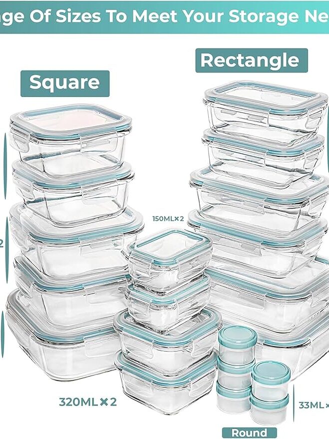 2pc 12.5oz Stacked Rect. Glass Container