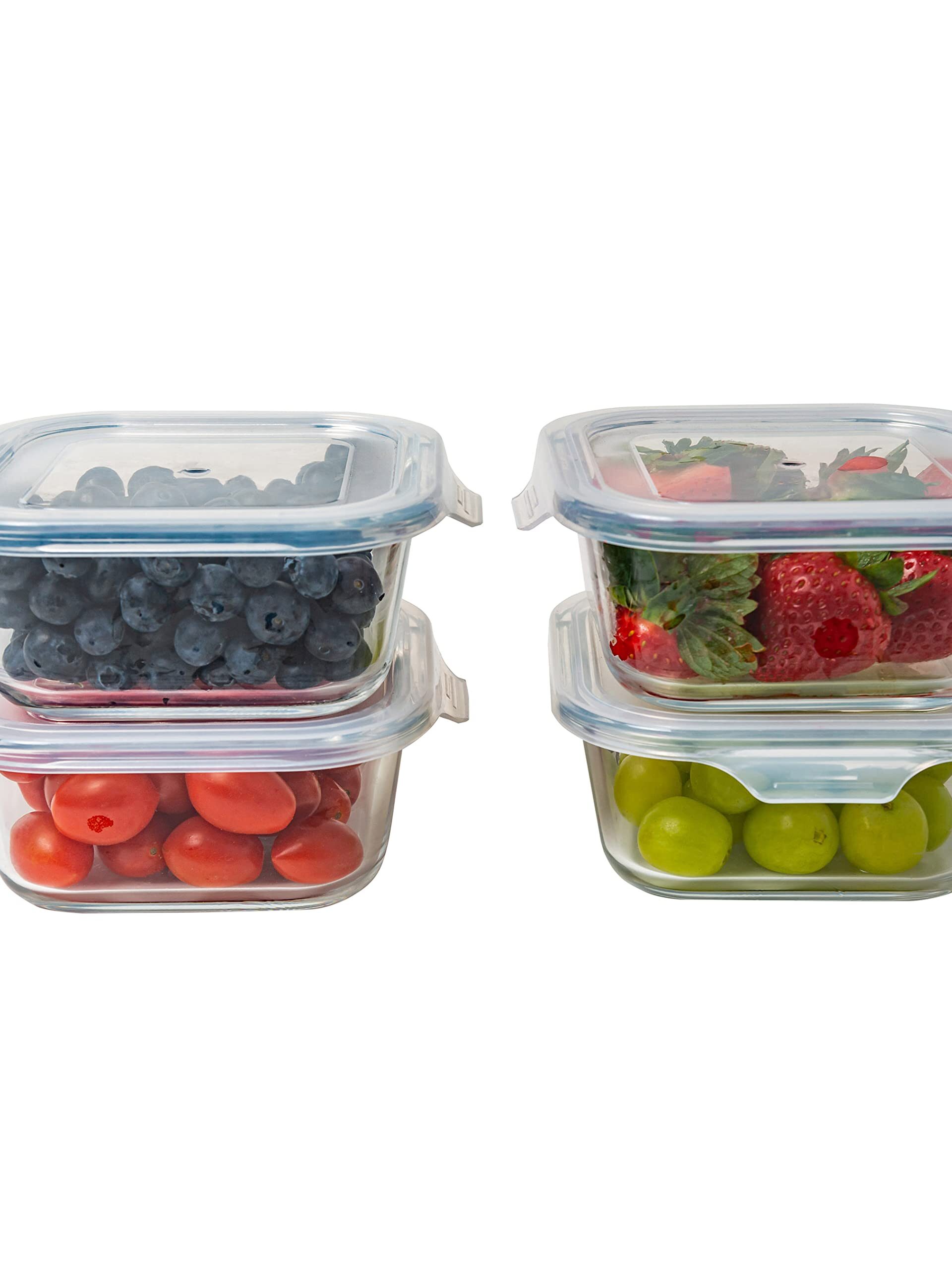2pc 18oz Stacked Square Glass Container