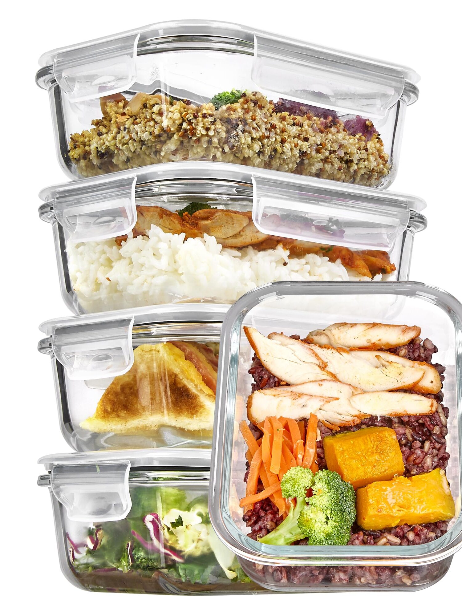 2pc 22oz Stacked Rect Glass Container