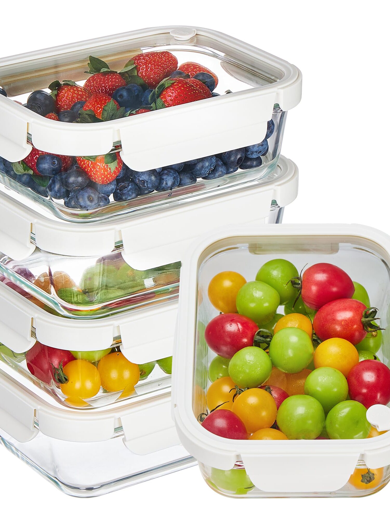 2pc 35oz Stacked Rect Glass Container
