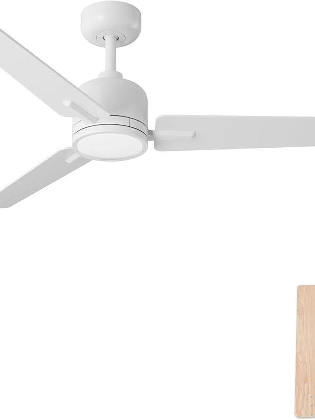 3 Metal Blades Ceil ing Fan with Light 52'' Whit