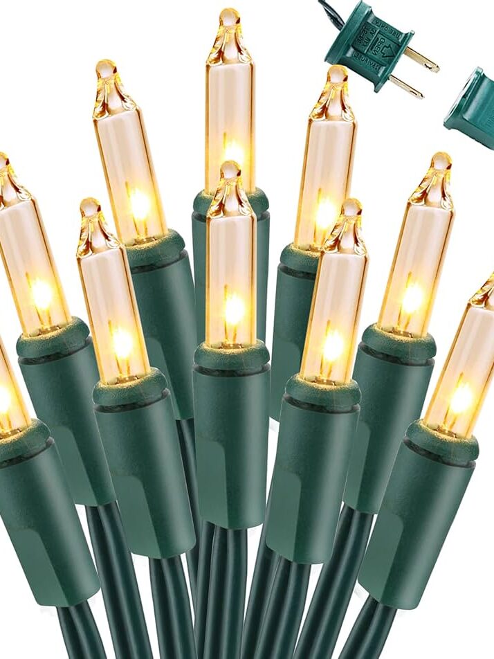 30M 300 LED Warm Light Christmas Lights, Warm Light 110V flat plug, Green Wire