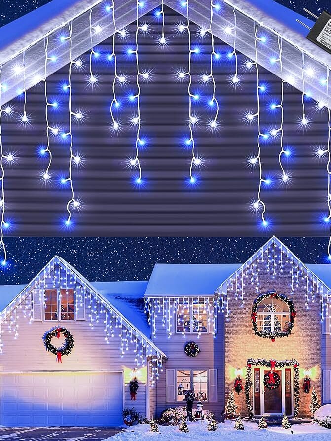 3M16 Hanging 96 LED Blue Icicle Lights