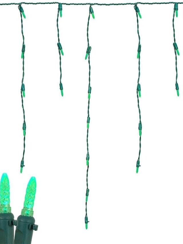 3M16 Hanging 96 LED Green Icicle Lights,