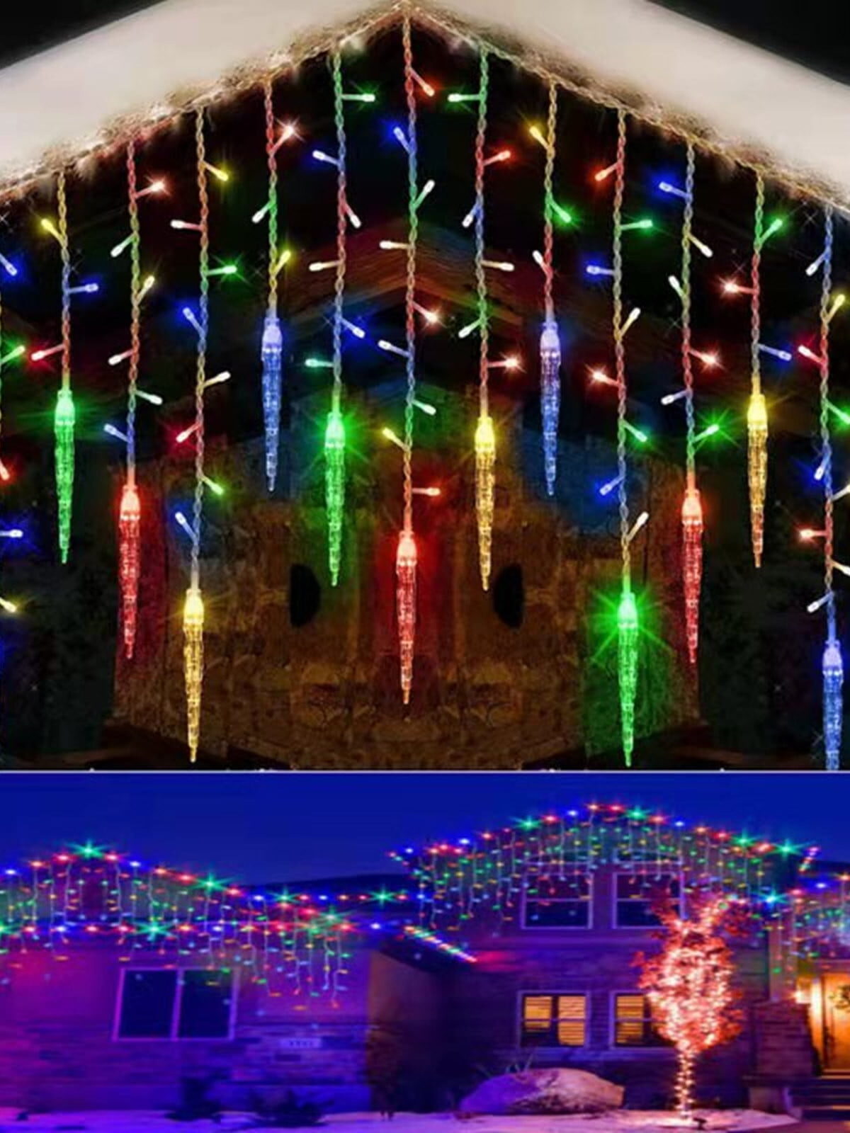 3M16 Hanging 96 LED Icicle Lights, MultiColor