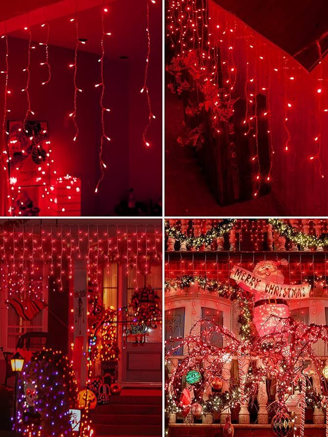 3M16 Hanging 96 LED Red Icicle Lights