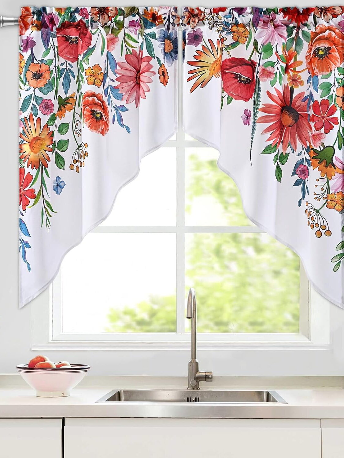 3pc Printed Kitchen Curtain