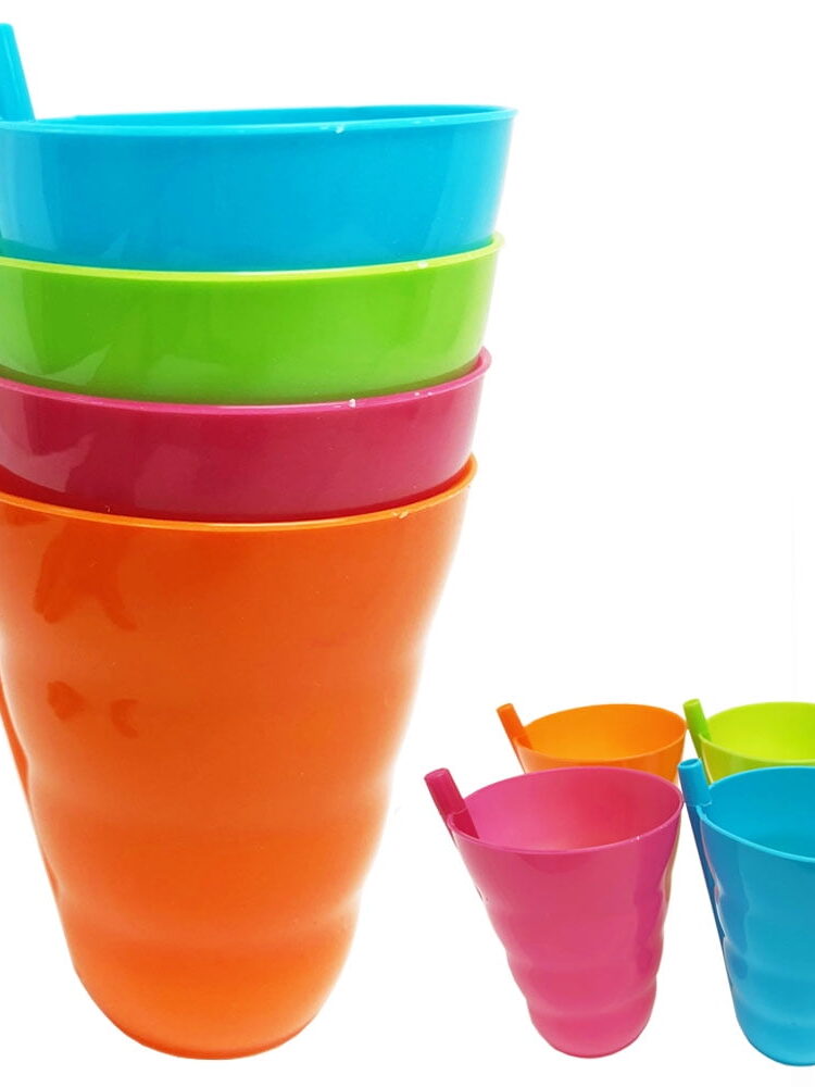 4 pc Plastic Cup Set Assorted Colors