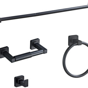 4PC York Matte Black Bath Hardware Set C/P 6