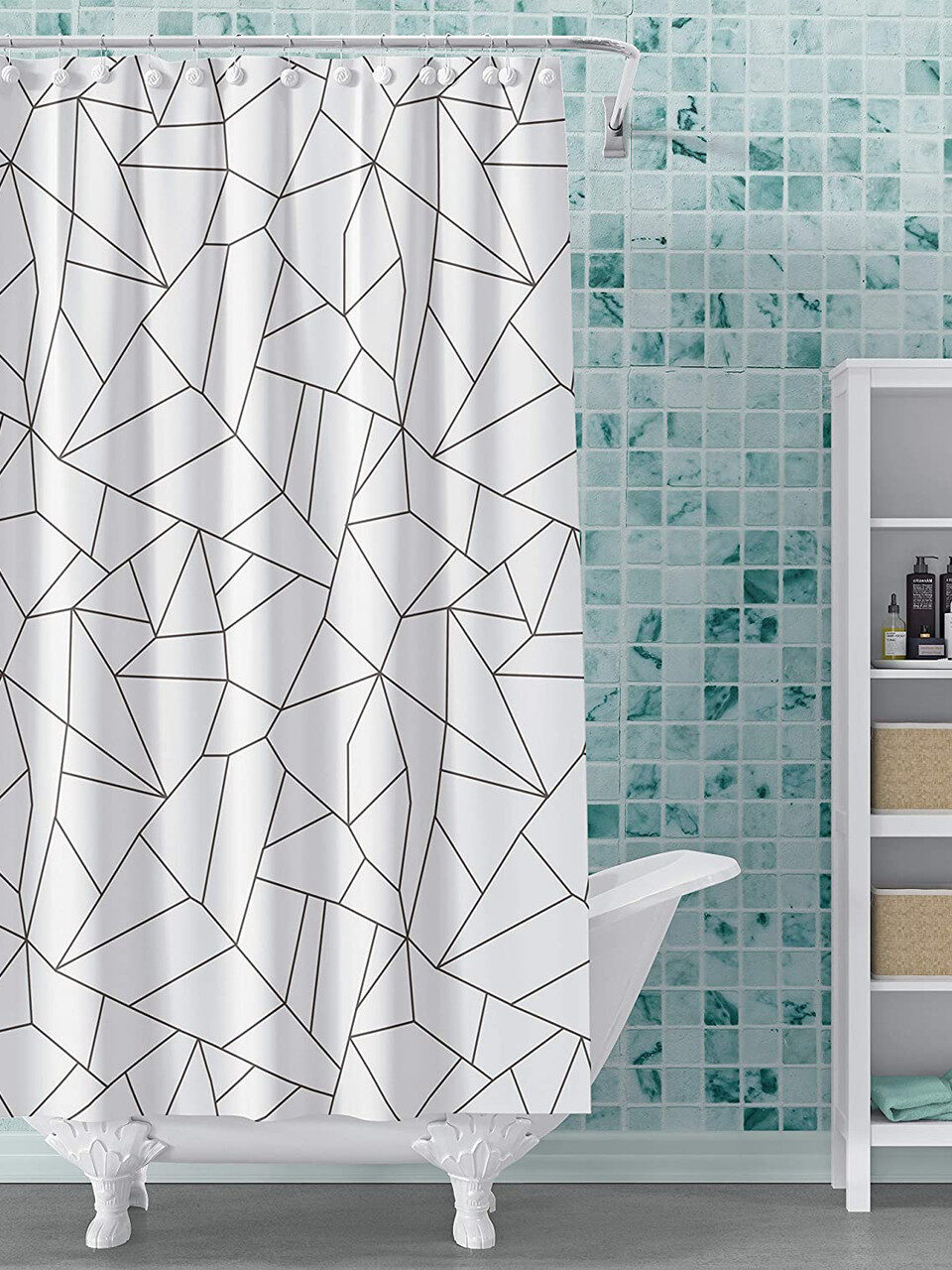AVA Peva Printed ShowerCurtain w/C-Hooks Printed PEVA Shower Curtain w/C-Hooks