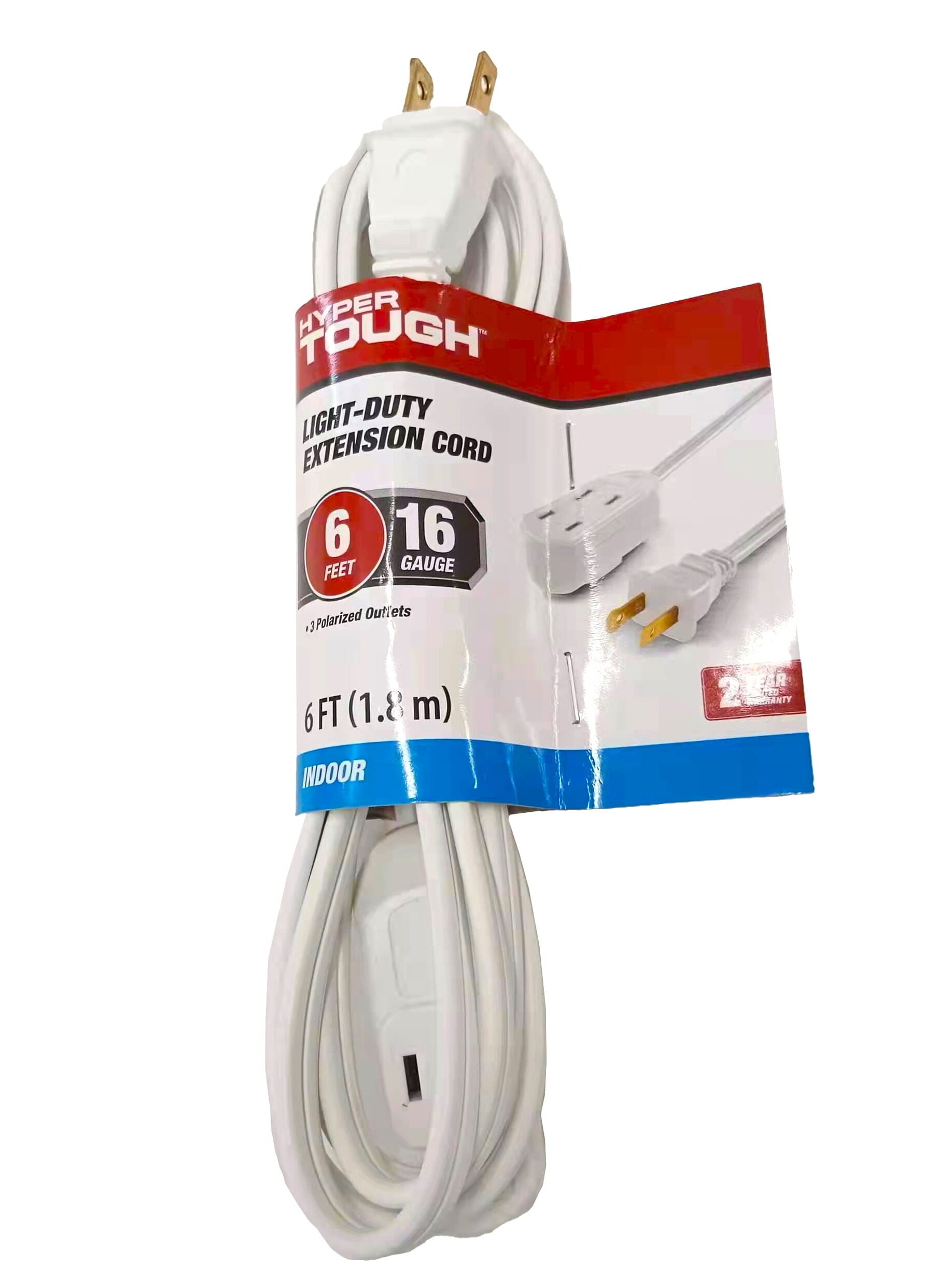 Best Value Extension Cord White 16AWG 6'