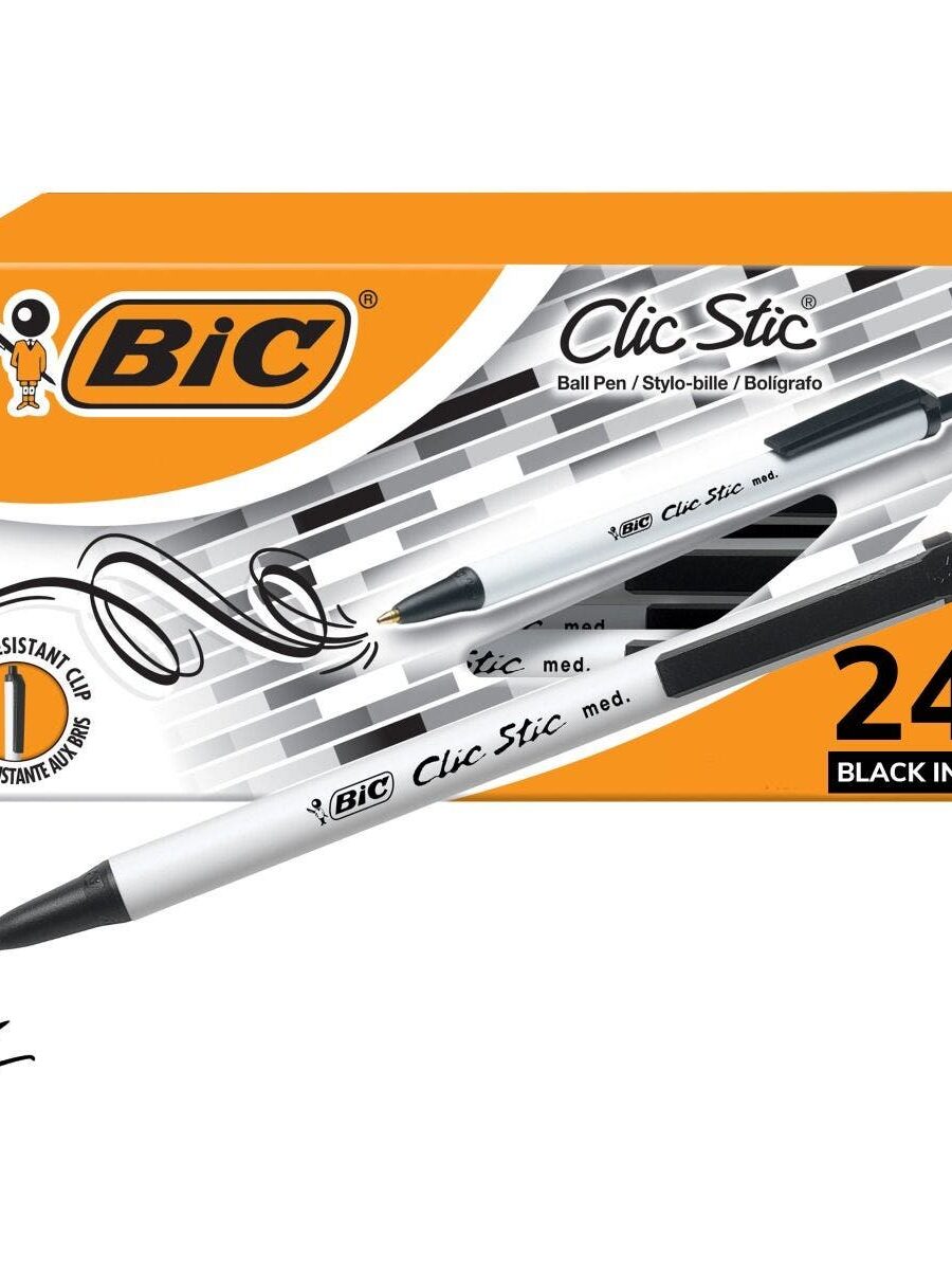 Bic Counter Display Prevaguard Clic Stic Black Pens 24pk