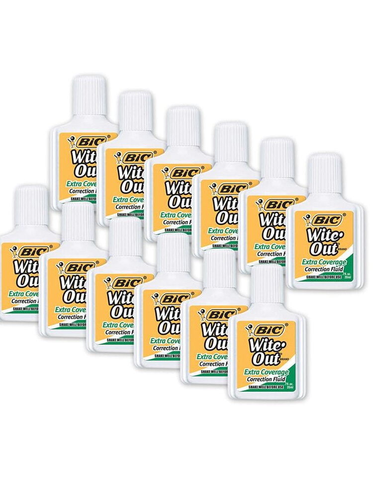 Bic WiteOut Extra Coverage Correction Fl .7 fl oz 12 pk