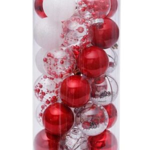 Christmas Ball 30pcs PVC Box-Red-White 6cm