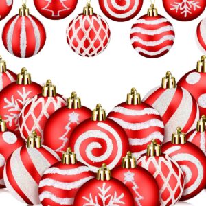 Christmas Ball 30pcs PVC Box-Striped Red