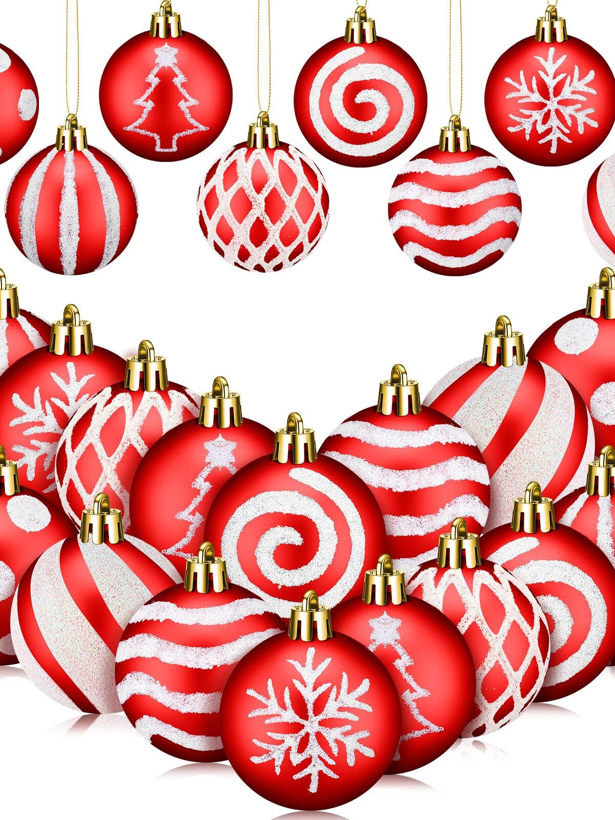 Christmas Ball 30pcs PVC Box-Striped Red