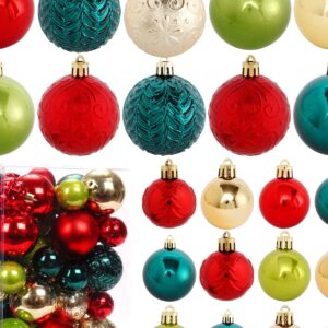 Christmas Ball 40pcs Gift Box-Red-Gold & Green 6cm
