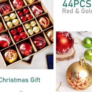 Christmas Ball 44pcs Gift Box,Red-Gold