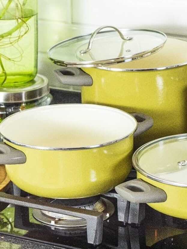 Cinsa Cookware 9pc Set,Green Pewter Line