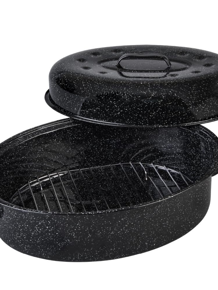 Cinsa Granite Ware Oval Roaster Pan W/Li