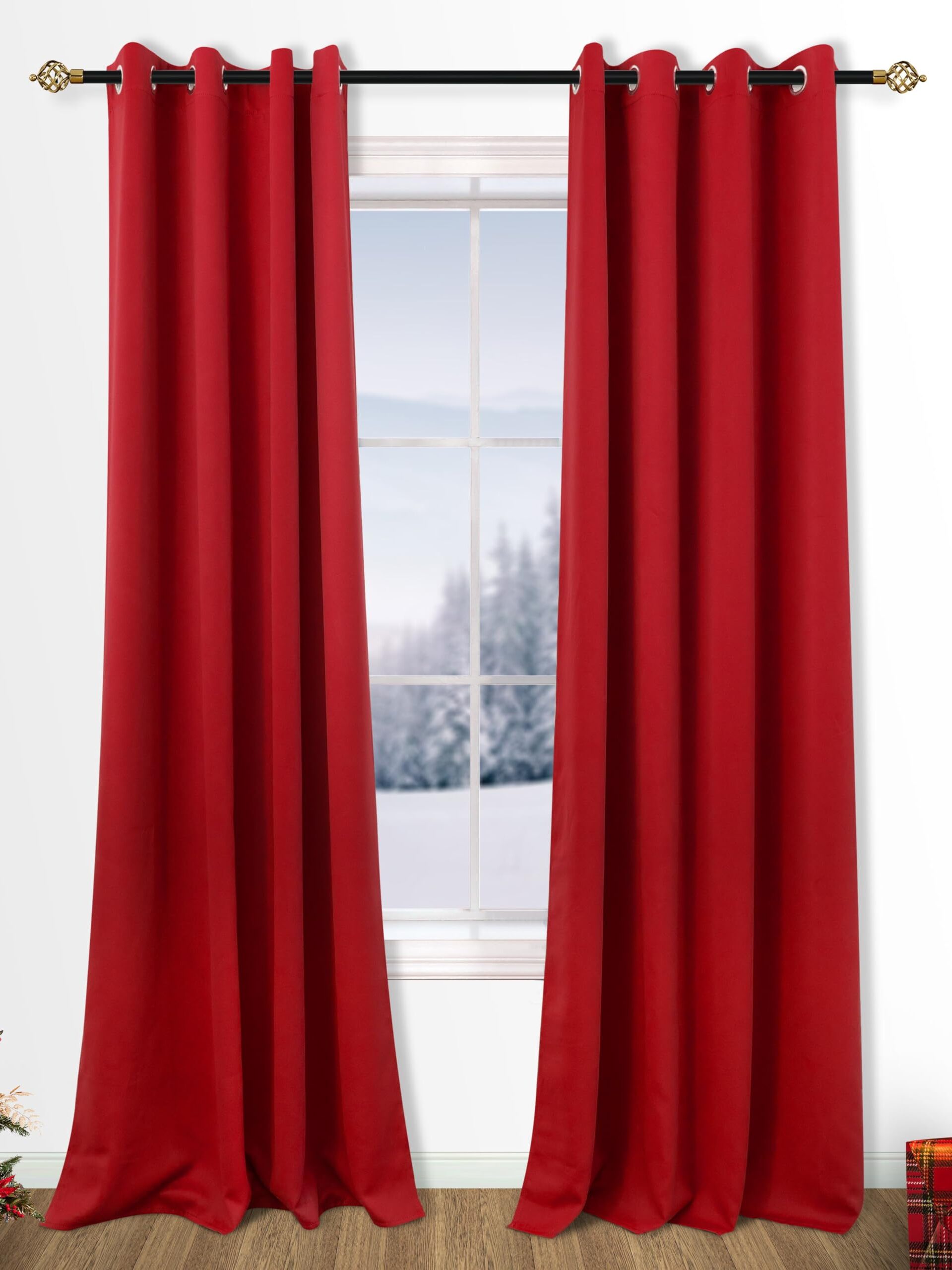 Grommet Window Panels 2pc Red - 38 X 84