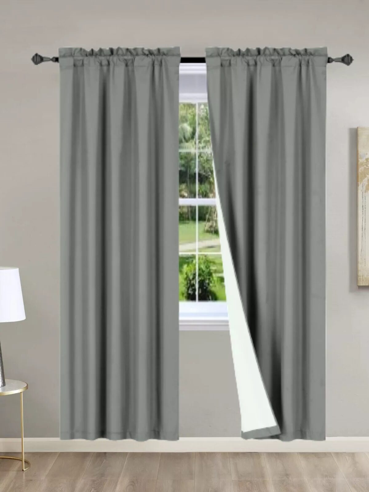 HPC Polo Curtain 95'' 2pc Set - Dark Gre