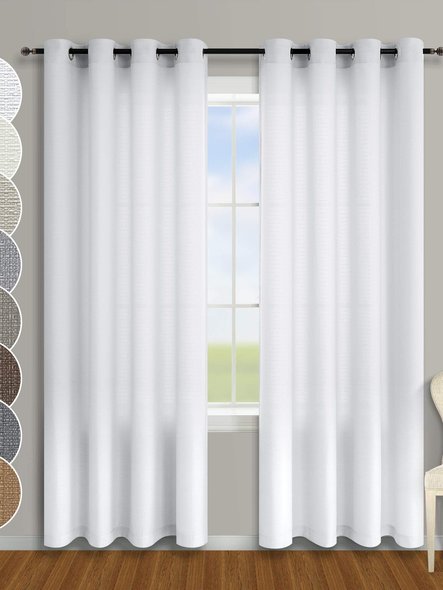 HPC Polo Curtain 95'' 2pc Set - Off Whit