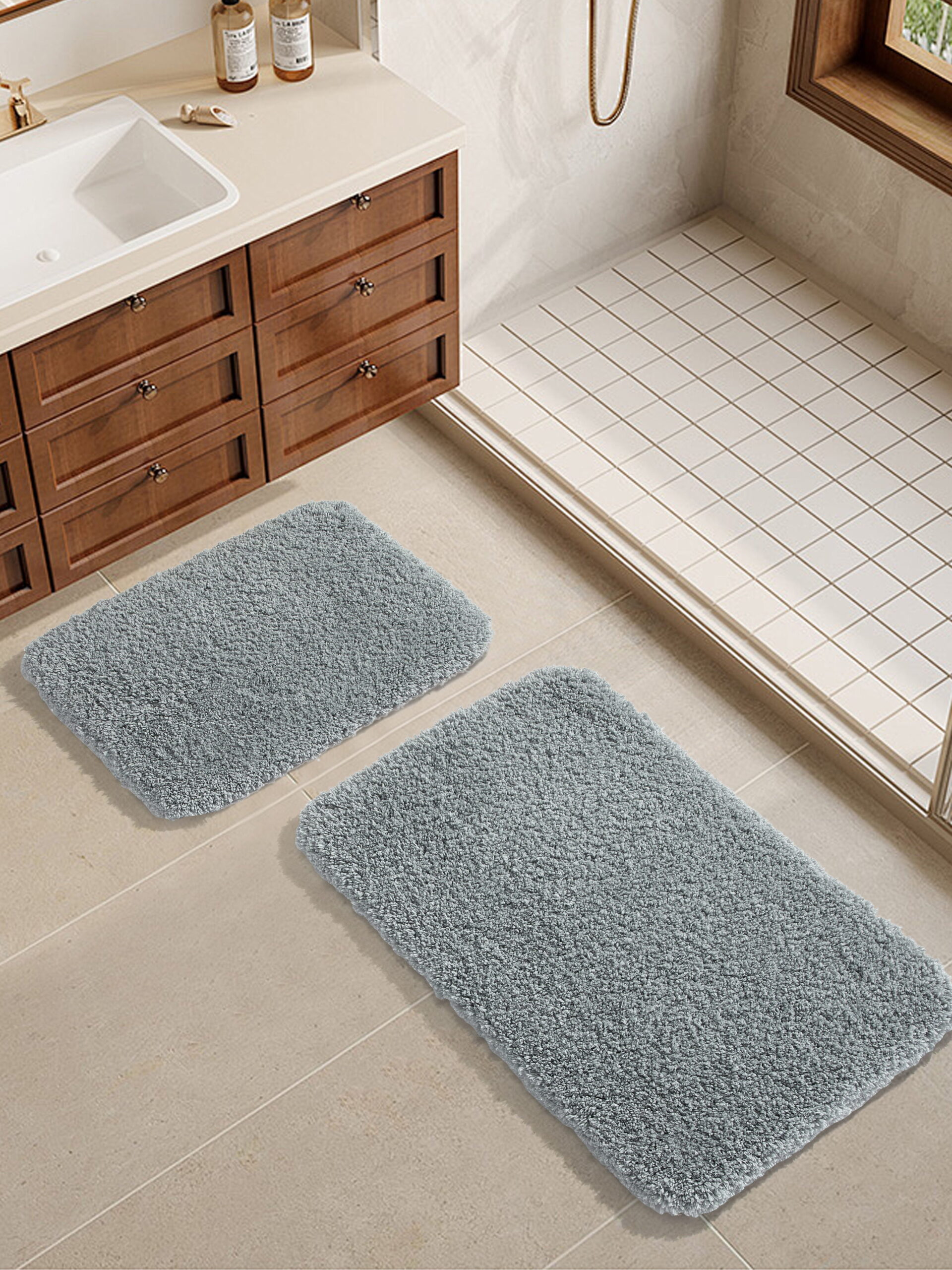 Helen Taupe 2pc Bath Rug Set 20x30"+17x2