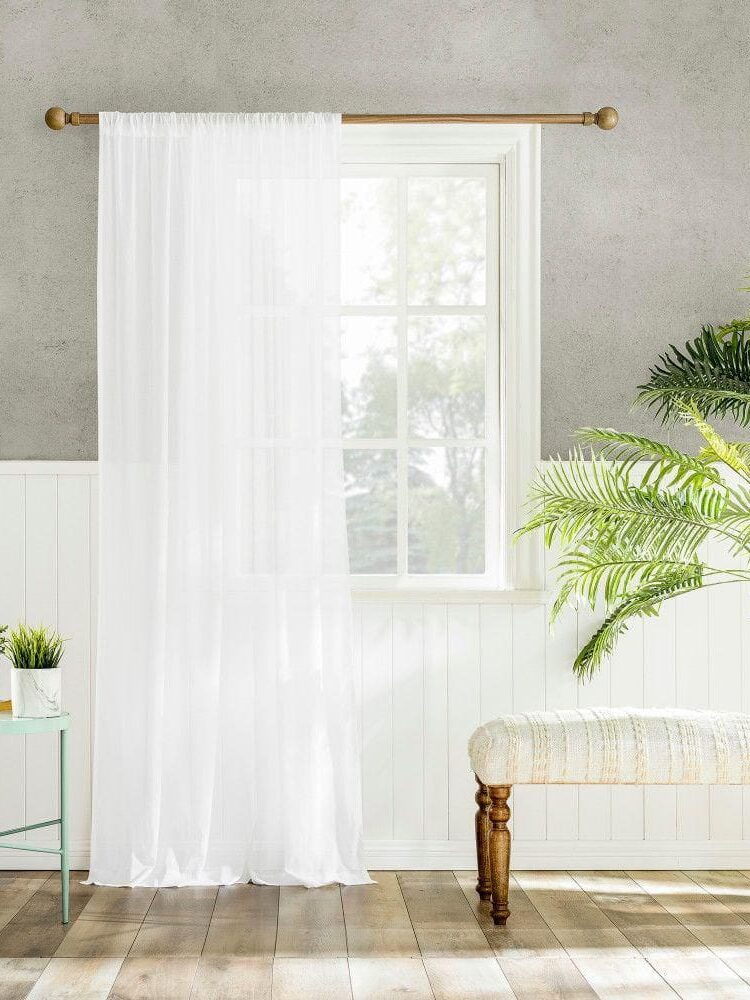 Juliet Pocket Sheer Panel 55x84", White Juliet Pocket Sheer Panel 55x84", White