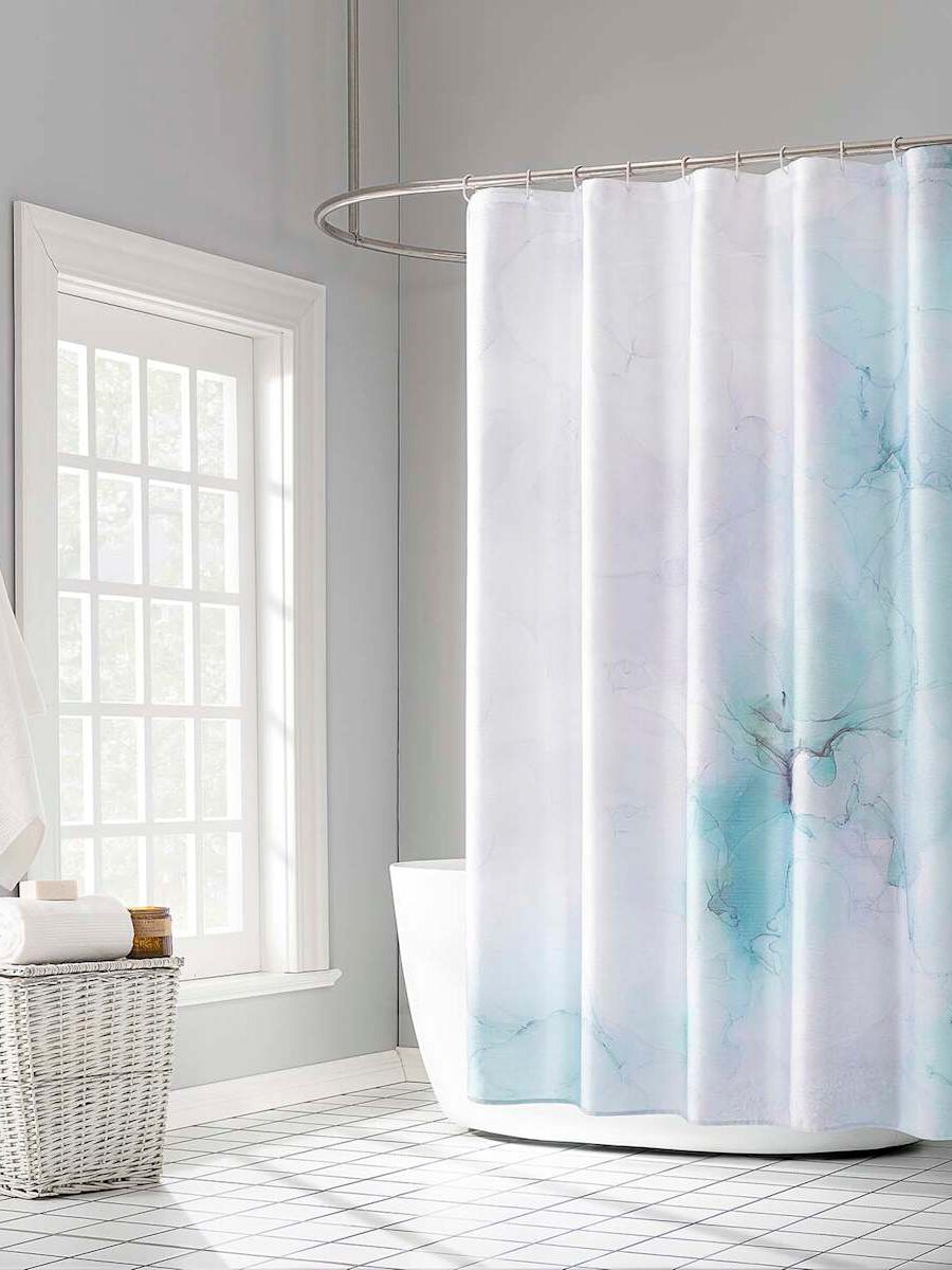 Lydia Turquoise 13pc Peva Shower Curtain Set 70 x 72''