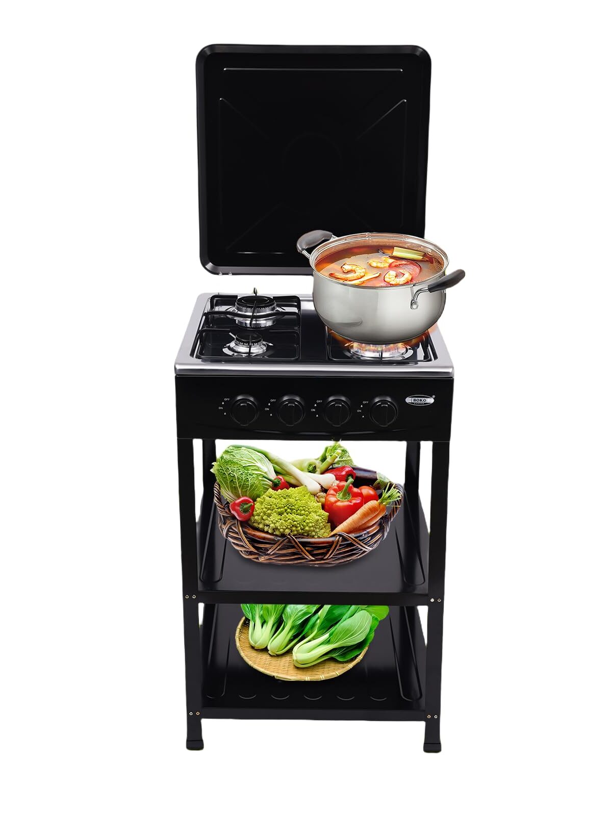 Mr. Cook Gas Stove-PopCorn Coat Body- Die Cast Enam Cap-4 Burner