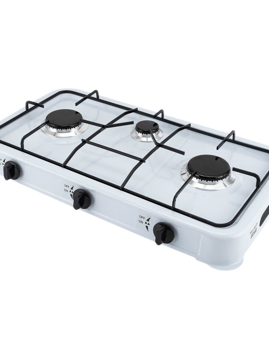Mr. Cook Gas Stove-White Body Die Cast Alum Holder 3Burner