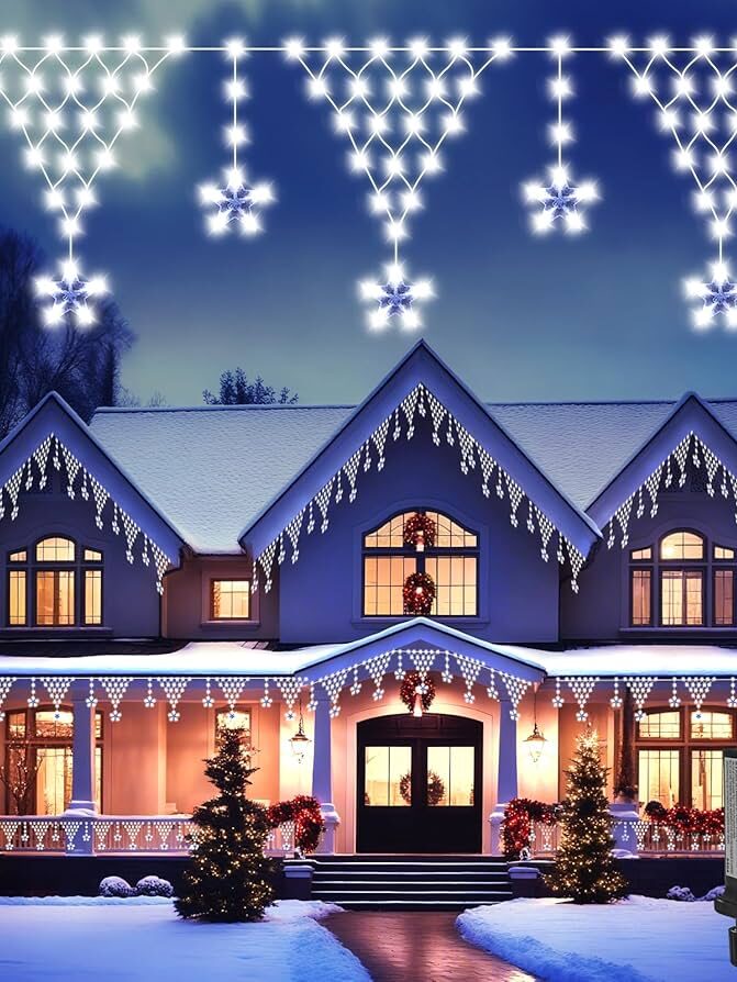NEW 102LED Curtain X-mas Lights,Star Figurin