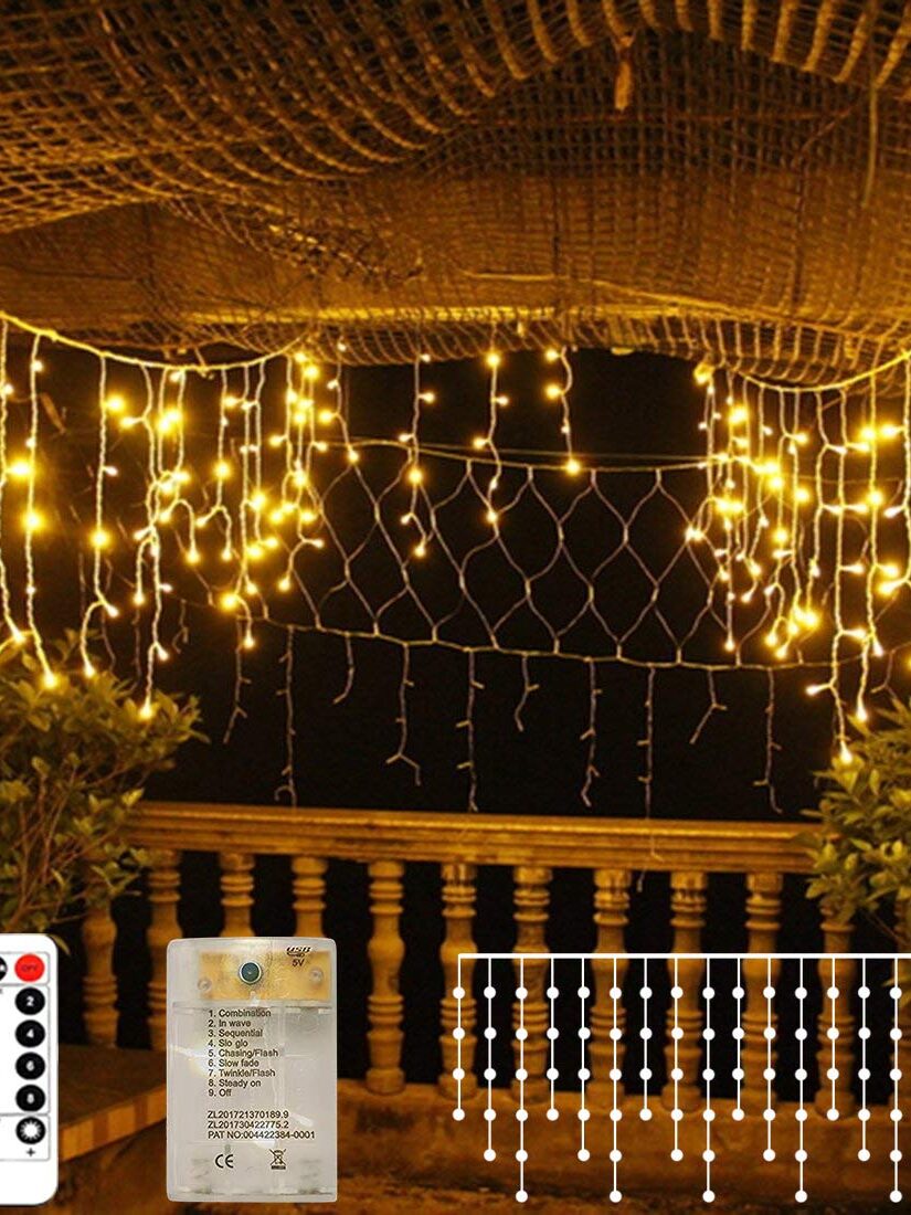 NEW 90LED Curtain X-mas Lights Boot Figurine