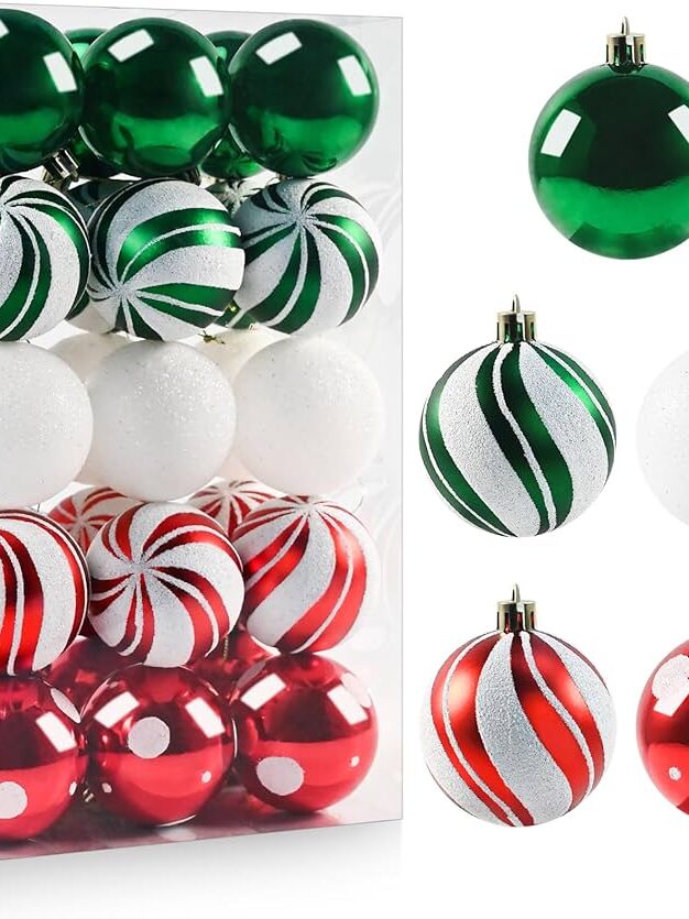 NEW Christmas Ball 30pcs PVC Box-Red-Green &