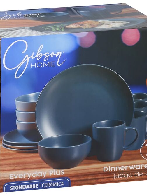 NEW Gibson Everyday Plus Dinnerware Set Blue 12 PC