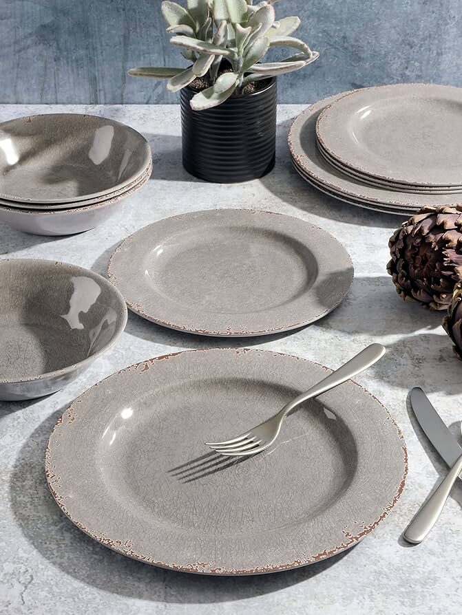 NEW Gibson Studio Mauna Melamine Dinnerware Set 12 PC