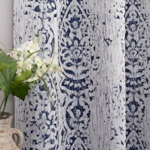 Niagra Navy Jacquard Curtain 54 X 84"