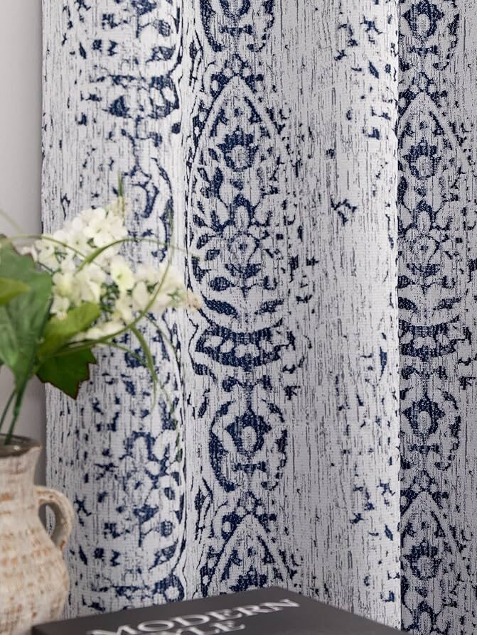 Niagra Navy Jacquard Curtain 54 X 84"