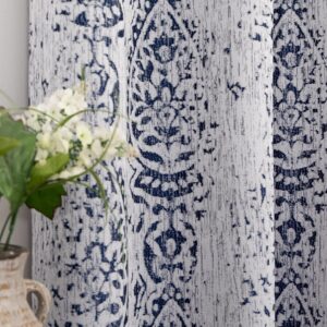 Nora Navy Jacquard Curtain 54 X 84"