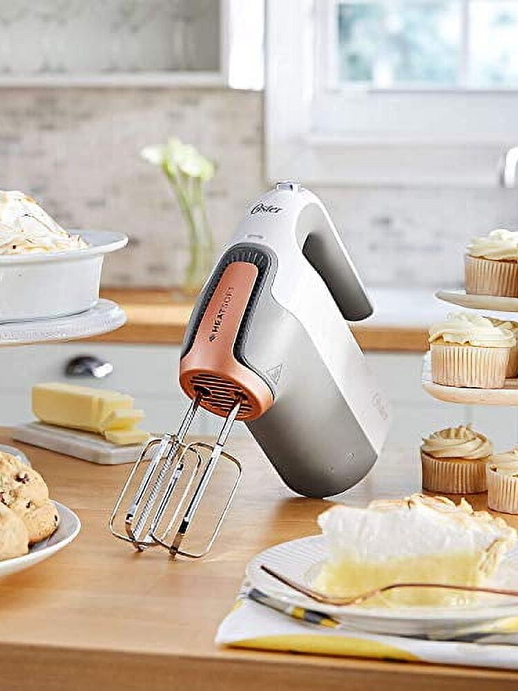 Oster Hand Mixer White - 5 Speed with extra dough hooks