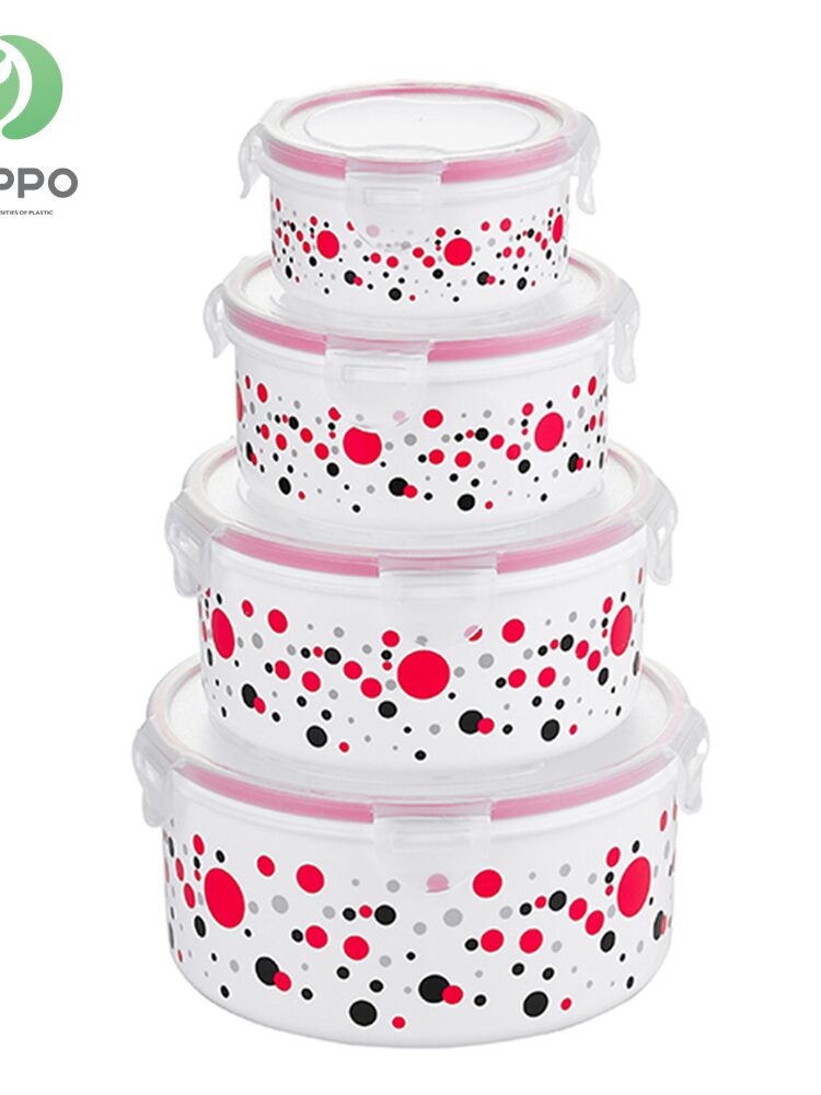 Plastic Round Mix Color 5pcs. Container