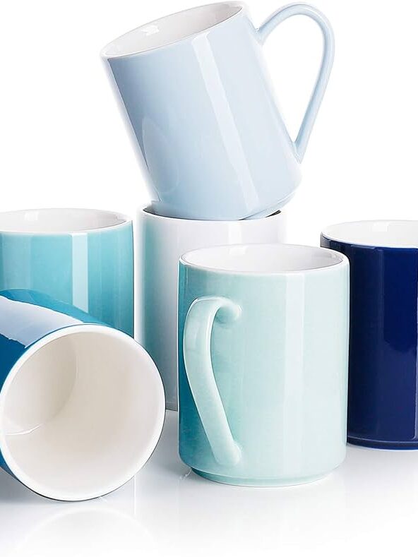 Porcelain Coffee Mug 11oz Black/Blue Assort.Colors, 11Oz. PorcelainCoffeeMug