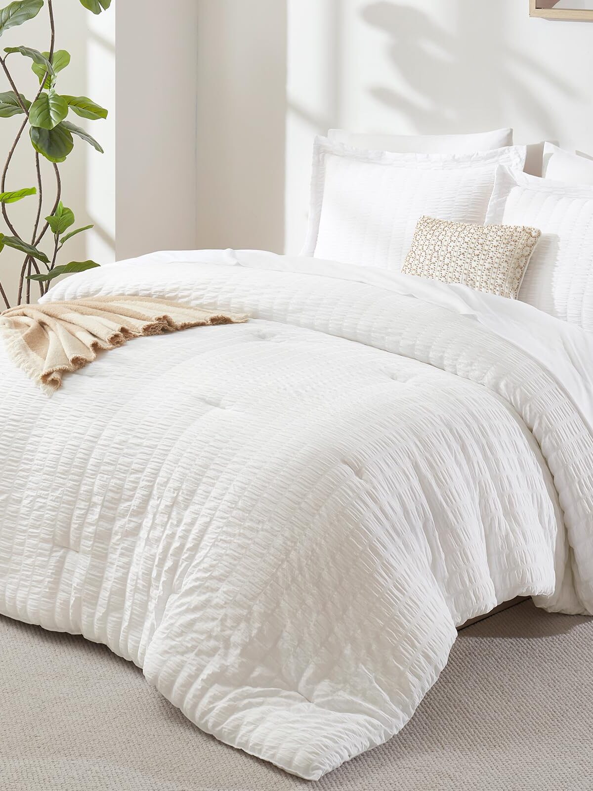 Queen Bedding White sheet Set 7pc
