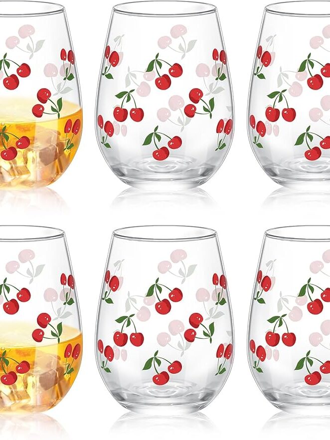 Red Cherry Goblet Wine Glass - 6pcs.-7.5