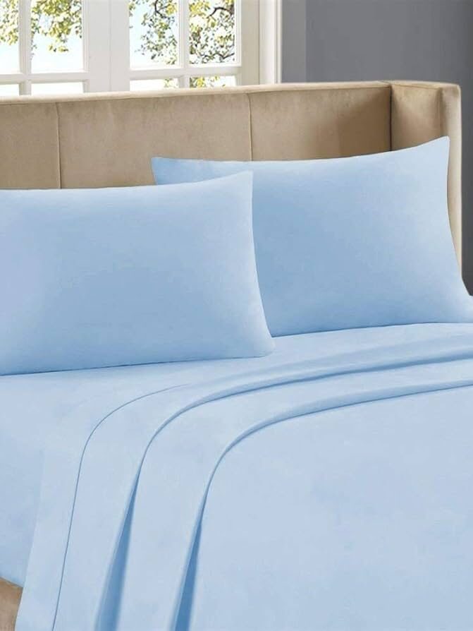 Solid 4pc Light Blue King Size Sheet Set