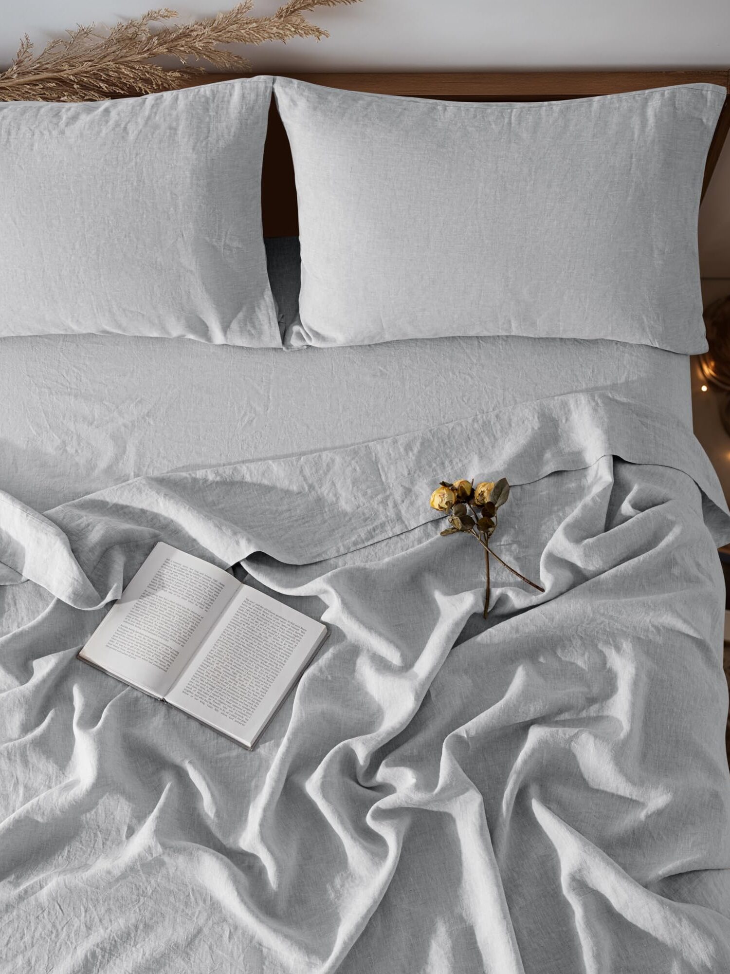 Solid 4pc Linen King Size Sheet Set