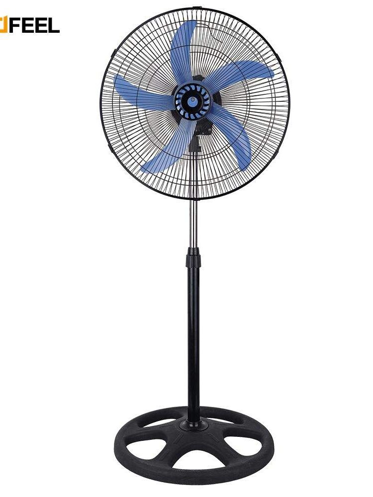 Stand Fan 18'' 5 Blade Black Grill, Blue
