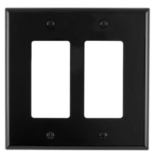 Two Gang Decora Black Plastic Wall Plate