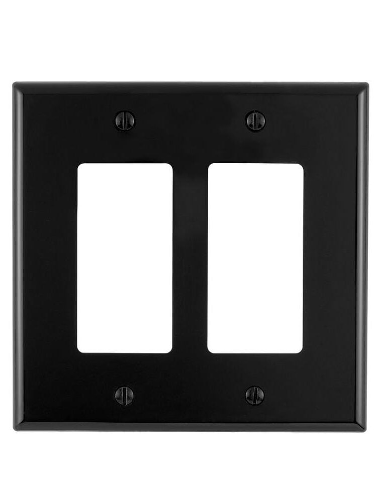 Two Gang Decora Black Plastic Wall Plate
